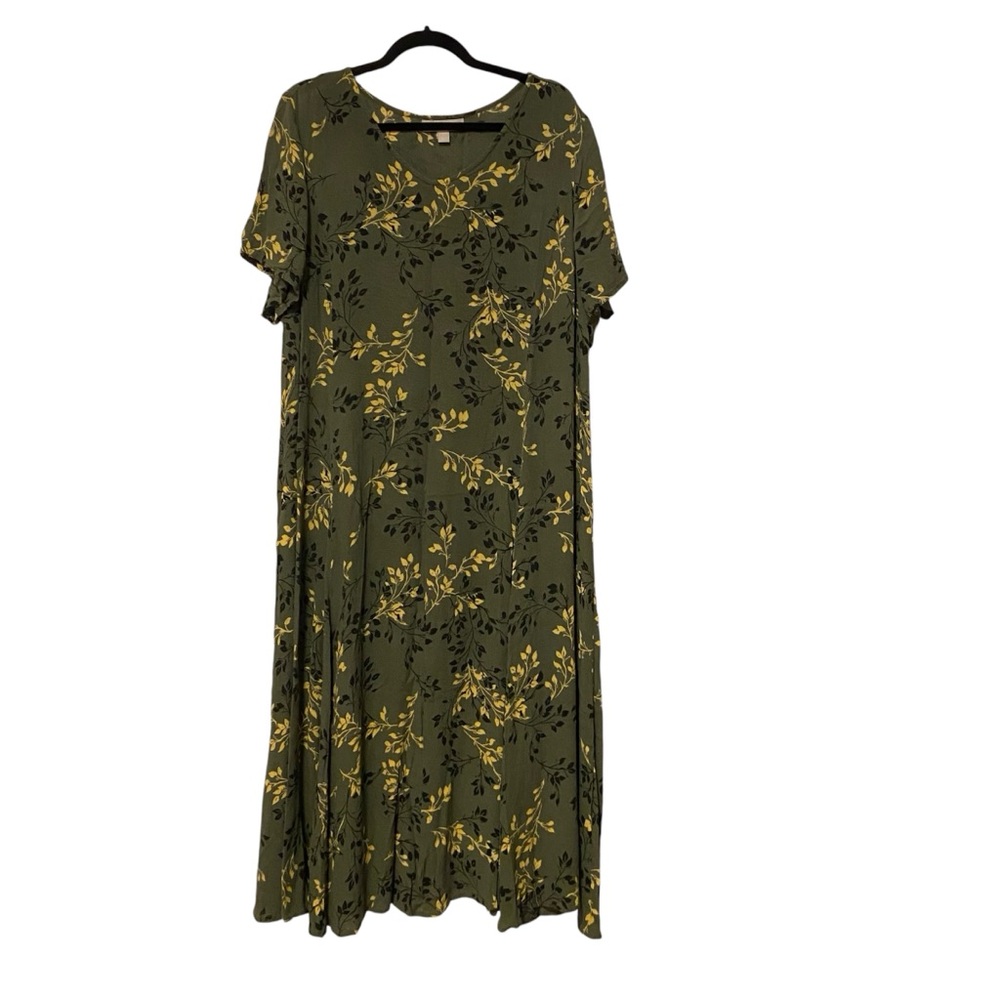 Woman Within Olive Floral Dress